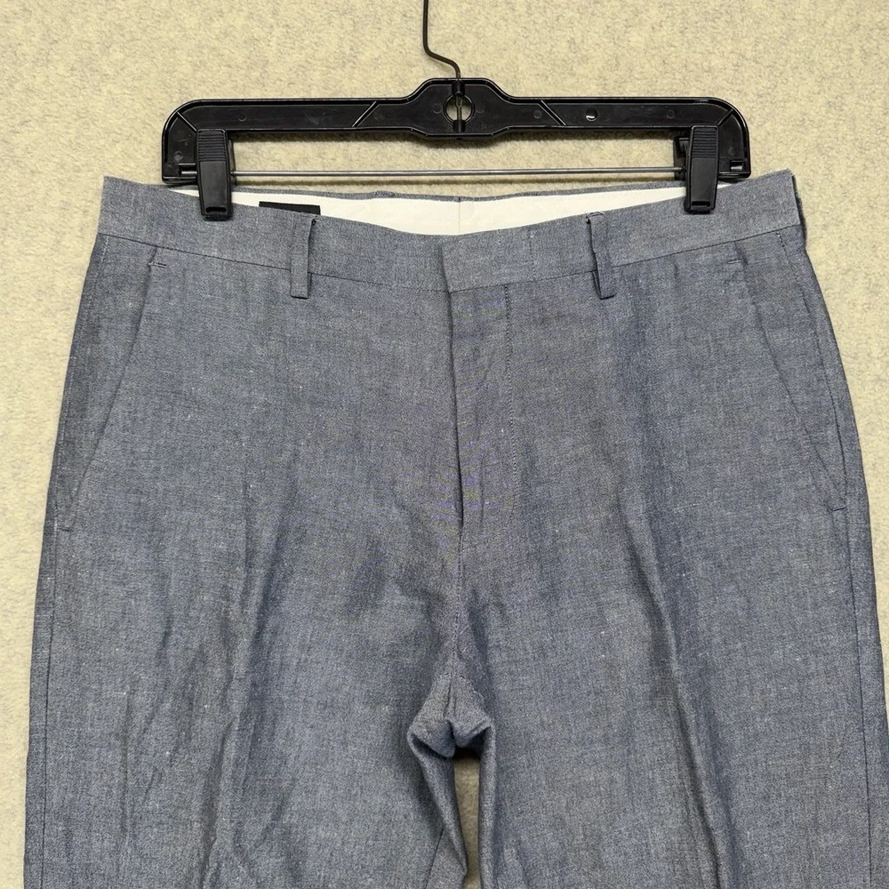 J.Crew Ludlow Baird McNutt Irish Linen Dress Pants Mens 31x32 Slim Blue